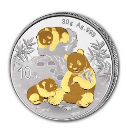 PANDA 2025 pozlacená coin China (Chinese) Panda - 30g stříbrná mince