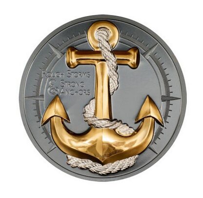 CESTA KOTVA DRSNÉ BOUŘE coin The Journey Anchor Rough Storms gilded - 2 oz stříbrná mince pozlacená